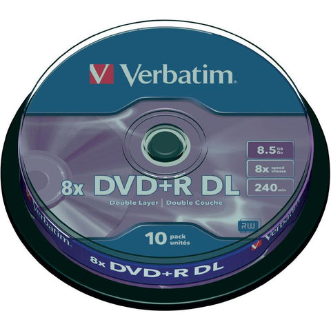 VerbatimDVD dual layer blank discs 10 Units 8.5 GB 240 min Labe