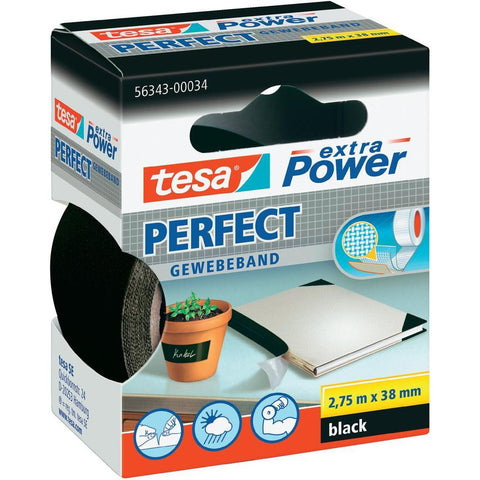 tesa® EXTRA POWER fabric tape (L x W) 2.75 m x 38 mm Black TESA