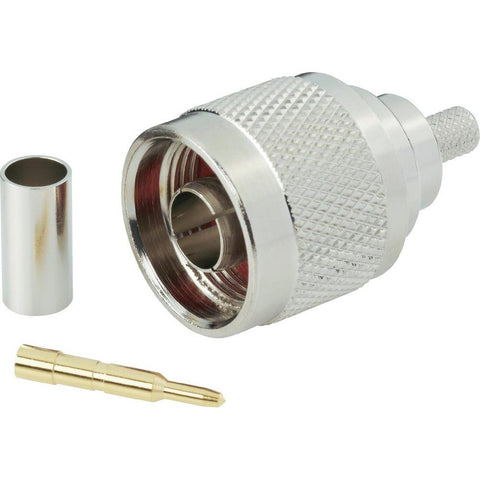 N connector Straight plug Plug, Cable Mount Nickel-plated brass