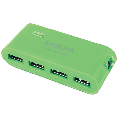 4 Port LOGILINK USB 2.0 Hub with power supply green