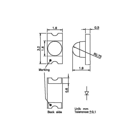 750mcdmcd White 1206 Chip LED, OLS-330MW, OSA Opto