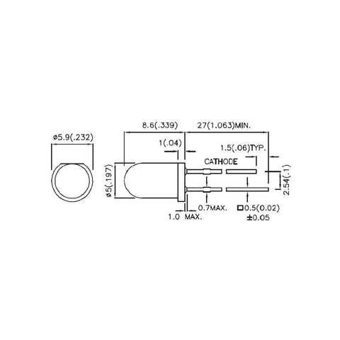 LED Super-Bright Kingbright L-53SRD-H Red 60 ° Housing type 5 m