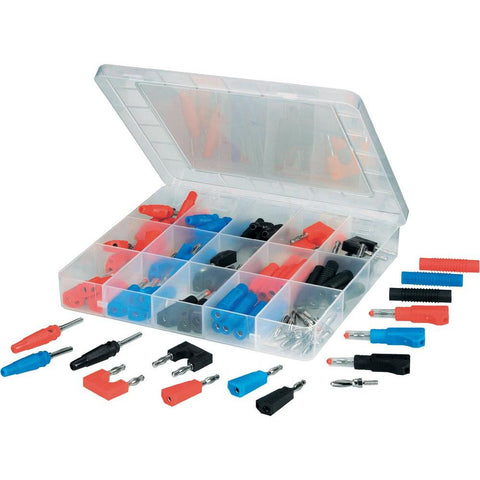 LABORATORY PLUG-SET, 84 PARTS - Black, Red, Blue, Silver VOLTCR