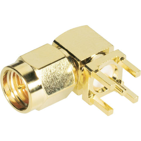 SMA connector Mounted connector Plug, PCB, Angled Gold-plated b